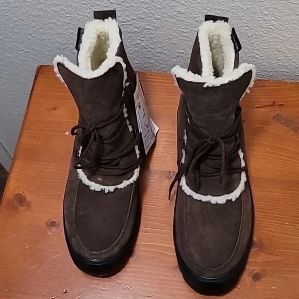 New Deer Stags Drizzle Winter Women 11M Brown‎ Leather Water Resistant Shearling